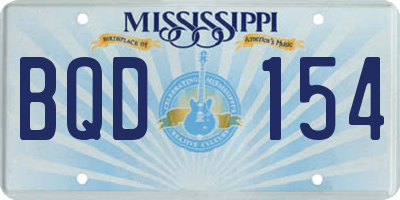MS license plate BQD154