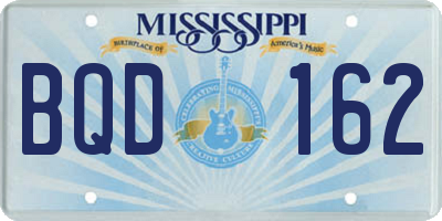 MS license plate BQD162