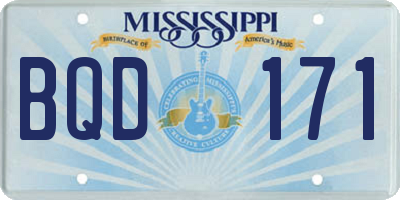 MS license plate BQD171