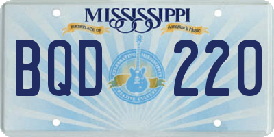 MS license plate BQD220