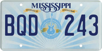 MS license plate BQD243