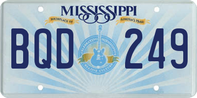 MS license plate BQD249