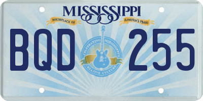 MS license plate BQD255