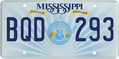 MS license plate BQD293