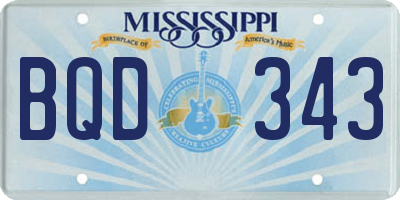 MS license plate BQD343