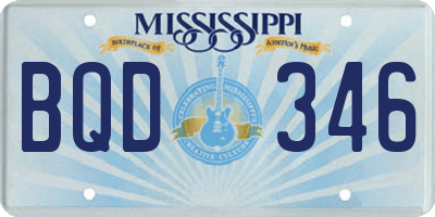 MS license plate BQD346