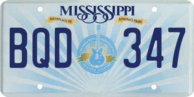 MS license plate BQD347
