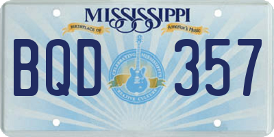 MS license plate BQD357