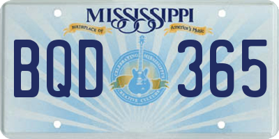 MS license plate BQD365