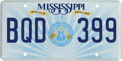 MS license plate BQD399