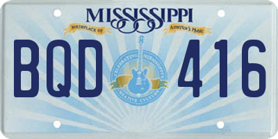 MS license plate BQD416