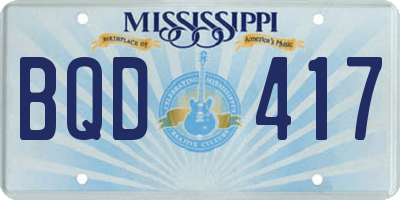 MS license plate BQD417