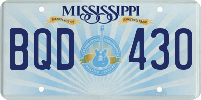 MS license plate BQD430