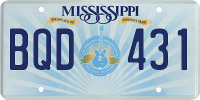 MS license plate BQD431