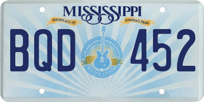 MS license plate BQD452