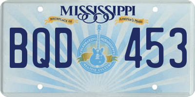 MS license plate BQD453
