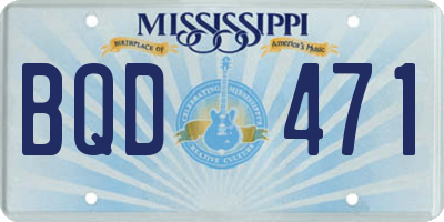 MS license plate BQD471