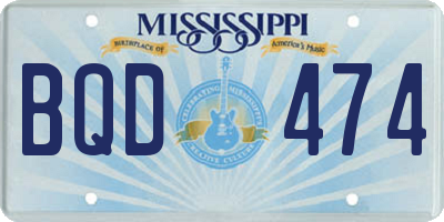MS license plate BQD474