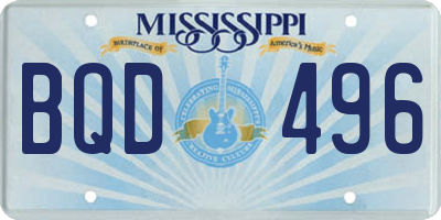 MS license plate BQD496