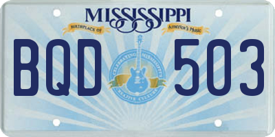 MS license plate BQD503