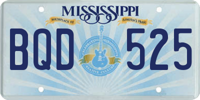 MS license plate BQD525