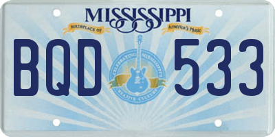 MS license plate BQD533