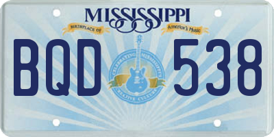 MS license plate BQD538