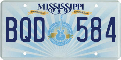 MS license plate BQD584