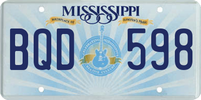 MS license plate BQD598