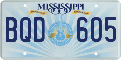 MS license plate BQD605