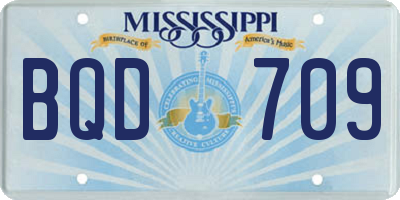 MS license plate BQD709