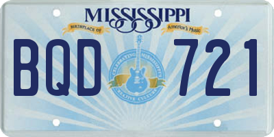 MS license plate BQD721