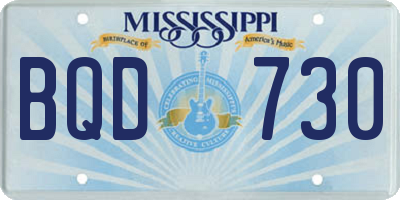 MS license plate BQD730