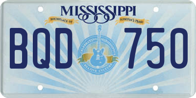 MS license plate BQD750