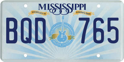 MS license plate BQD765