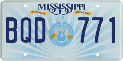 MS license plate BQD771