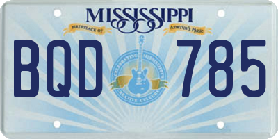MS license plate BQD785