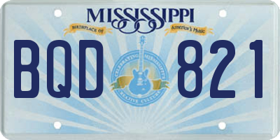 MS license plate BQD821