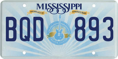 MS license plate BQD893