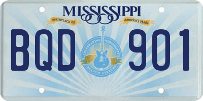 MS license plate BQD901