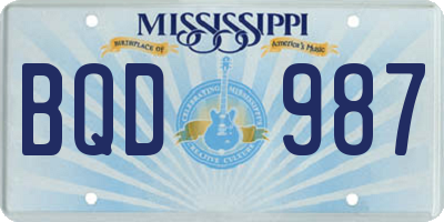 MS license plate BQD987