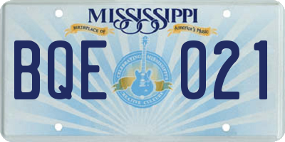 MS license plate BQE021