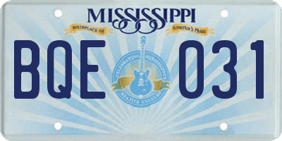 MS license plate BQE031
