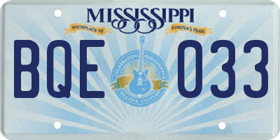 MS license plate BQE033