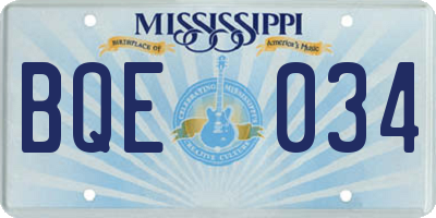 MS license plate BQE034