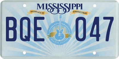 MS license plate BQE047