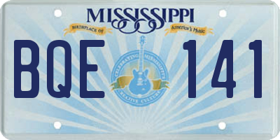 MS license plate BQE141