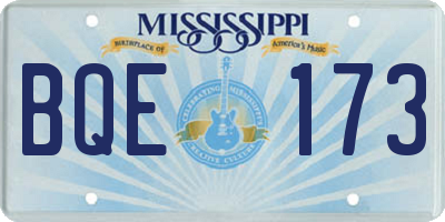 MS license plate BQE173