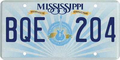 MS license plate BQE204