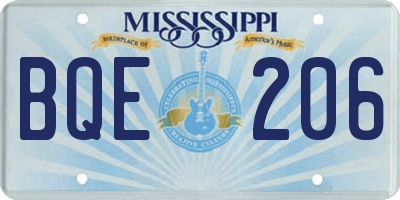 MS license plate BQE206